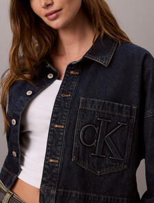 Cropped Denim Shirt, AUTUMN DUSK, hi-res