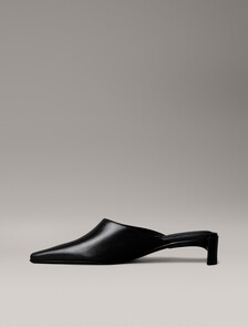 Leather Kitten Heel Mules, PVH Black, hi-res