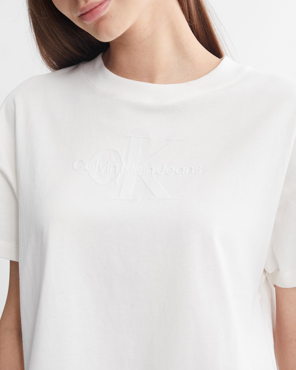 Modern Function Embossed Motion Logo Tee, Ivory, hi-res
