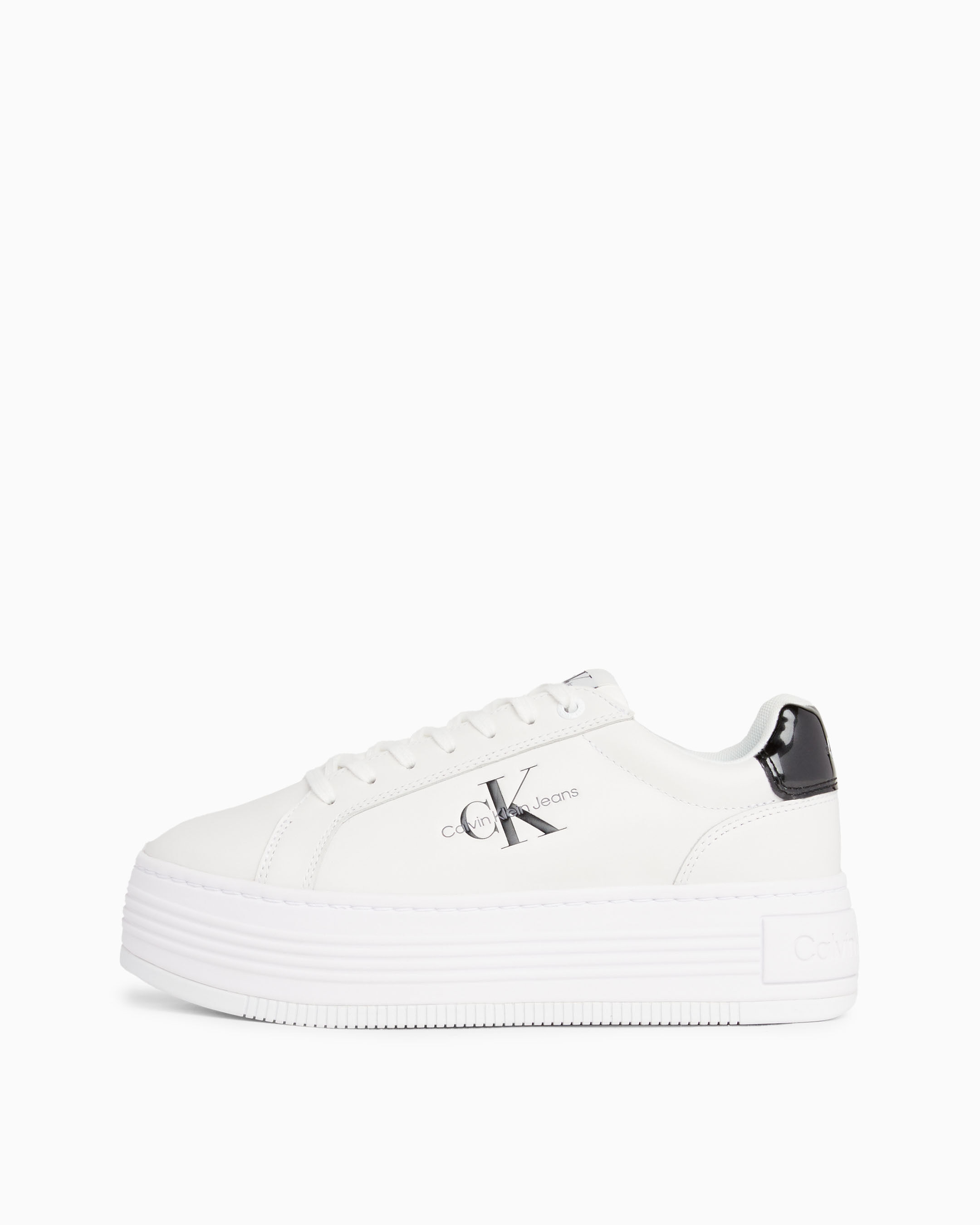 All black top platform trainers