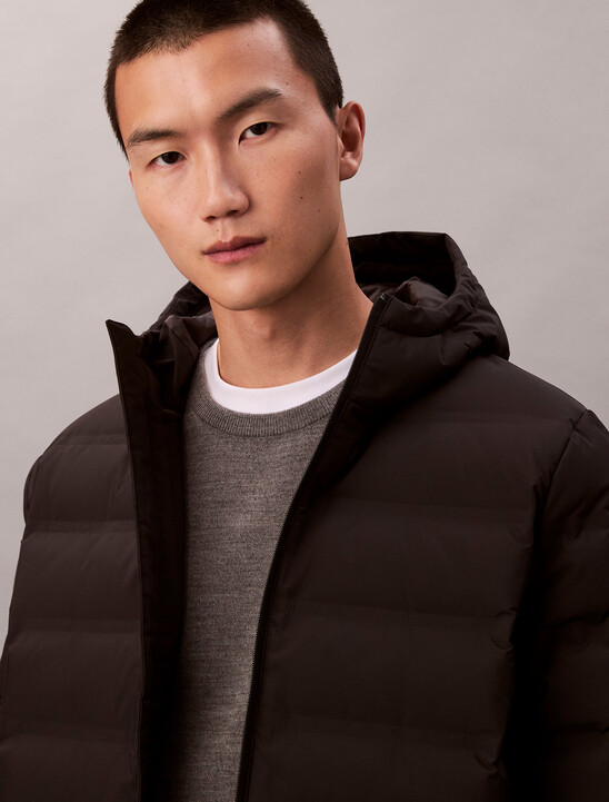 Packable Embossed Logo Quilted Puffer Jacket