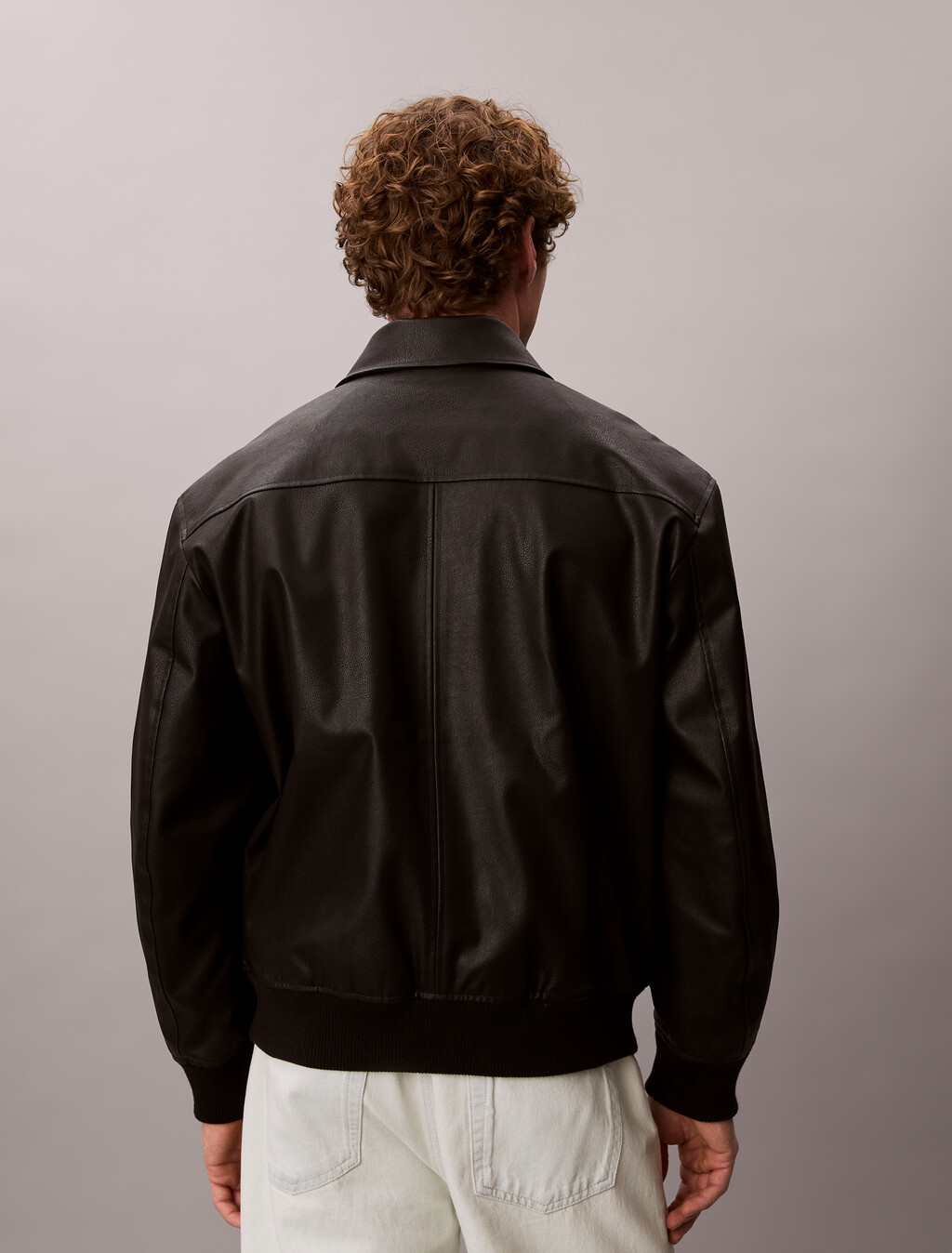 Faux Leather Bomber Jacket, Black, hi-res