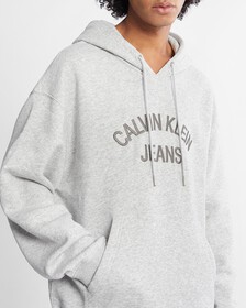 Curved Logo Relaxed Hoodie, LT GREY HEATHER, hi-res