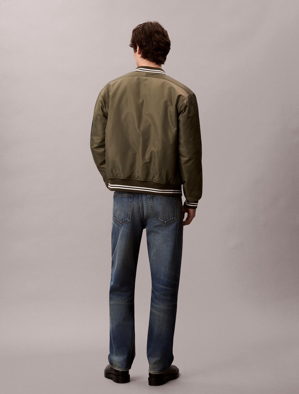 Nylon Tipped Bomber Jacket, Dusty Olive, hi-res