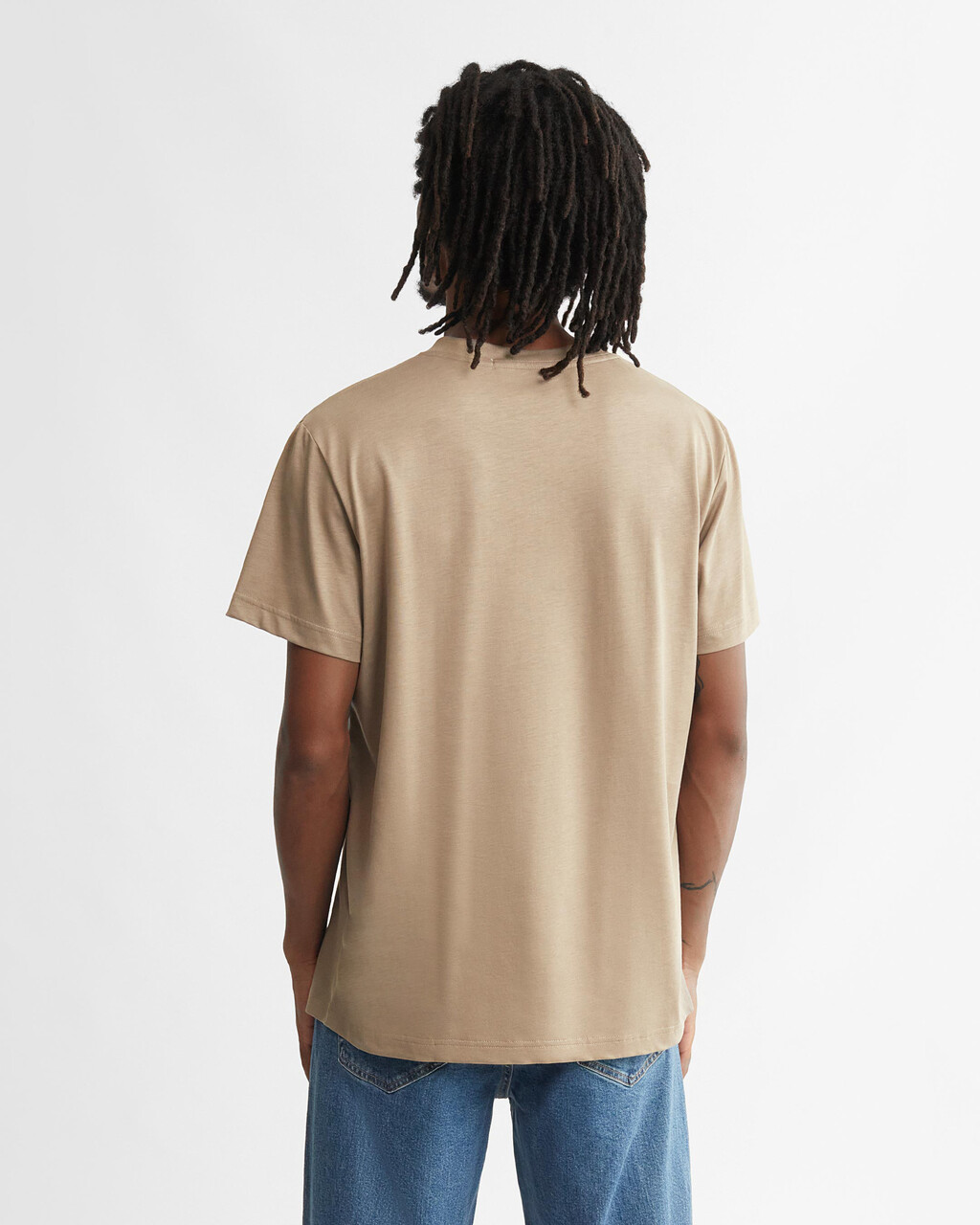SOLID V NECK CK LOGO TEE, Perfect Taupe, hi-res
