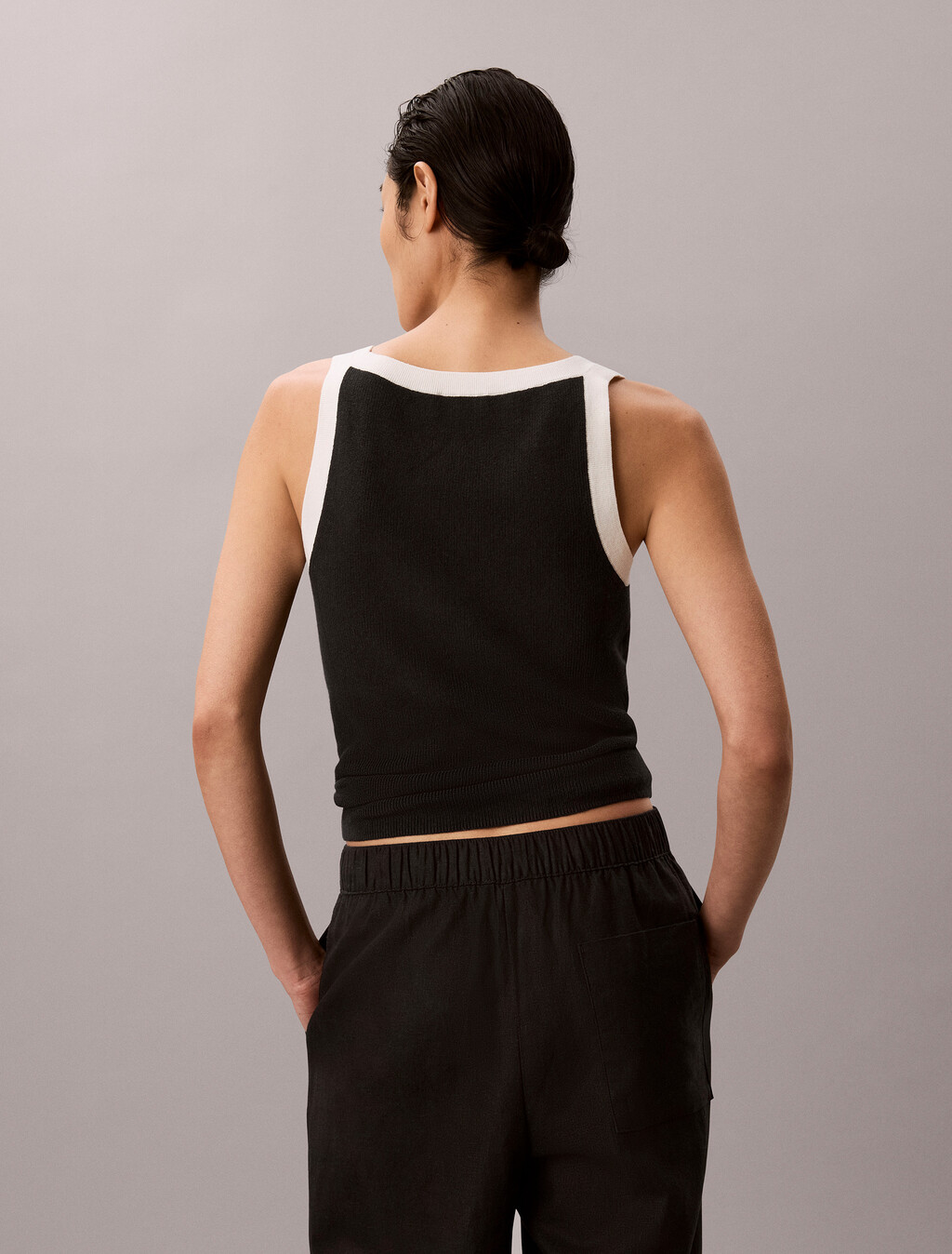Monogram Label Tank Top, Black, hi-res