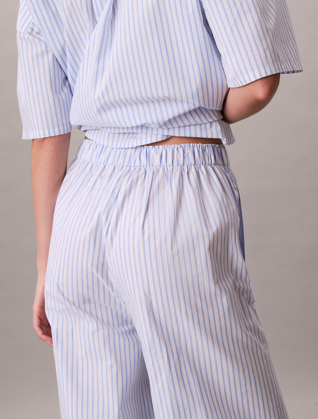Cotton Poplin Pyjama Pants, SERA STRIPE BLUE DESCENT, hi-res