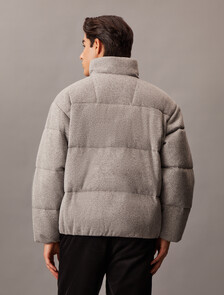 Stand Collar Down Jacket, Grey Heather, hi-res