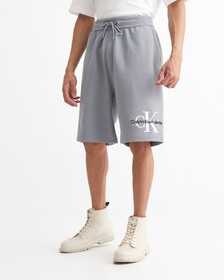 Premium Essentials Monologo Ottoman Rib-Knit Shorts, Overcast Grey, hi-res