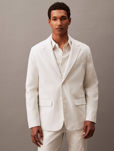 Linen Blend Blazer, White Onyx, hi-res