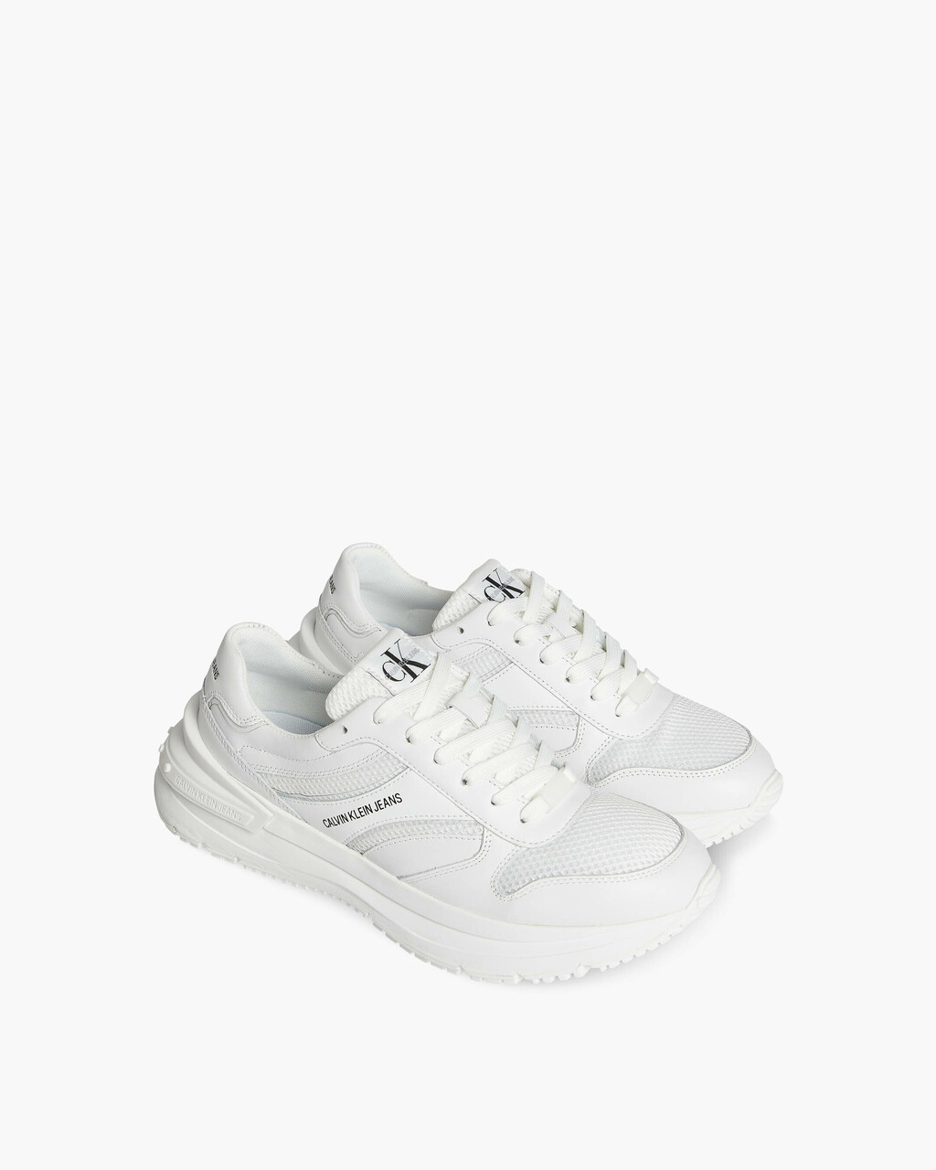 RUNNER LACE UP SNEAKERS, Triple White, hi-res