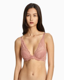 Seductive Comfort Lotus Floral Lightly Lined Plunge Bra, Red Grape, hi-res