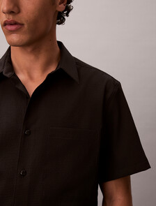 Seersucker Short Sleeve Shirt, Black, hi-res