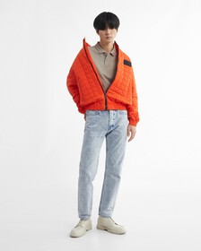 Sustainable Quilted Bomber, Coral Orange, hi-res
