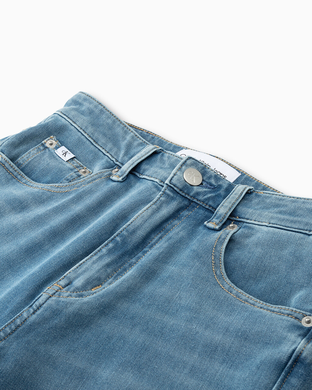 ULTIMATE STRETCH HIGH RISE SLIM STRAIGHT FRAYED JEANS, Mid Blue Embro Raw Hem, hi-res