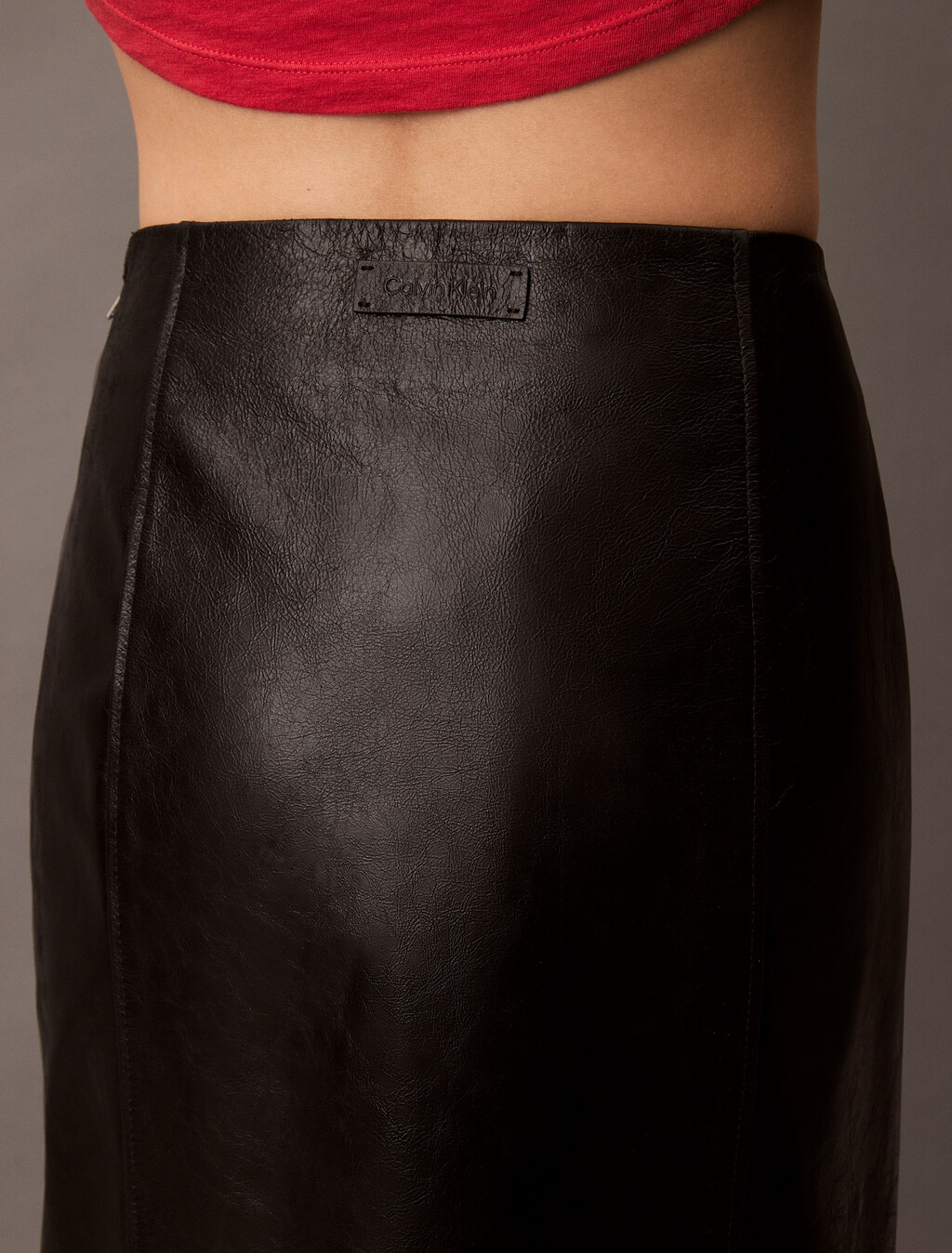 Leather Midi Skirt, Black, hi-res