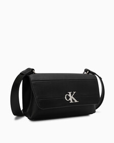 Minimal Monogram East-West Flap Textured Crossbody, BLACK, hi-res