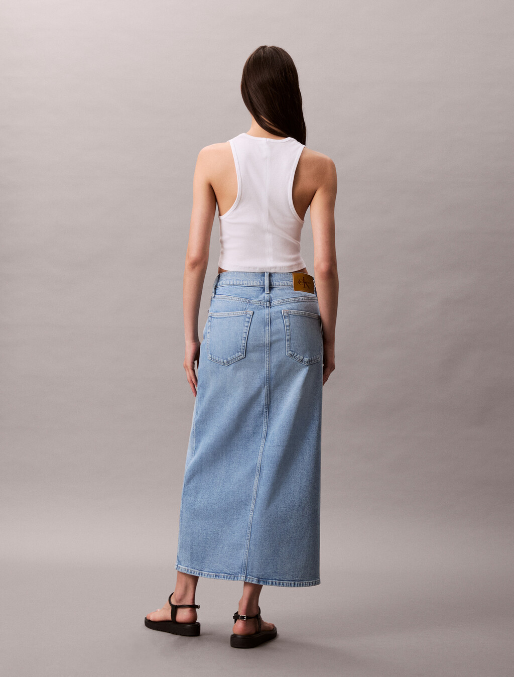 Front Split Denim Maxi Skirt, HAZY SKY, hi-res