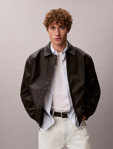 Faux Leather Bomber Jacket, Black, hi-res