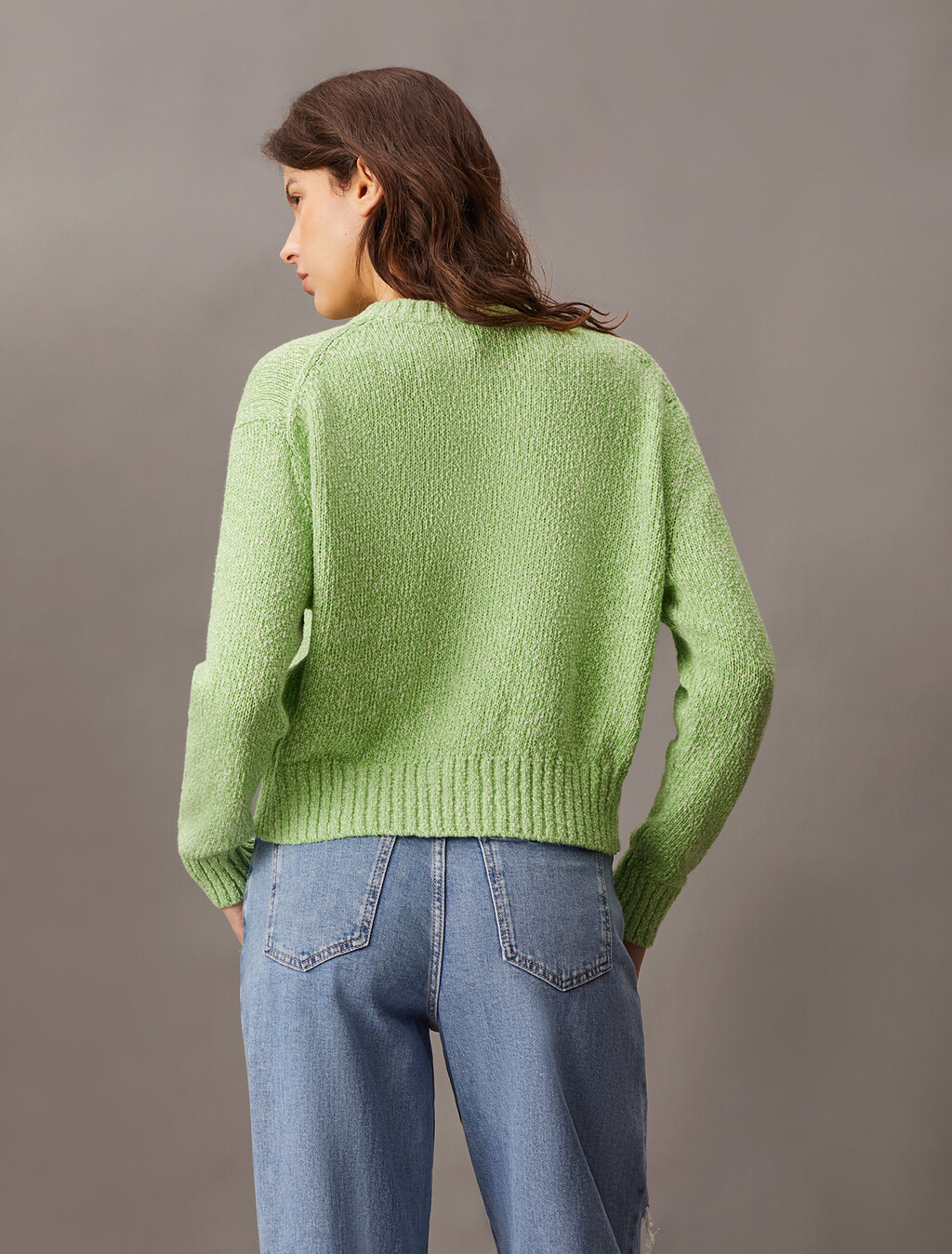 Chunky Knit Cotton Cardigan, Summer Green Combo, hi-res