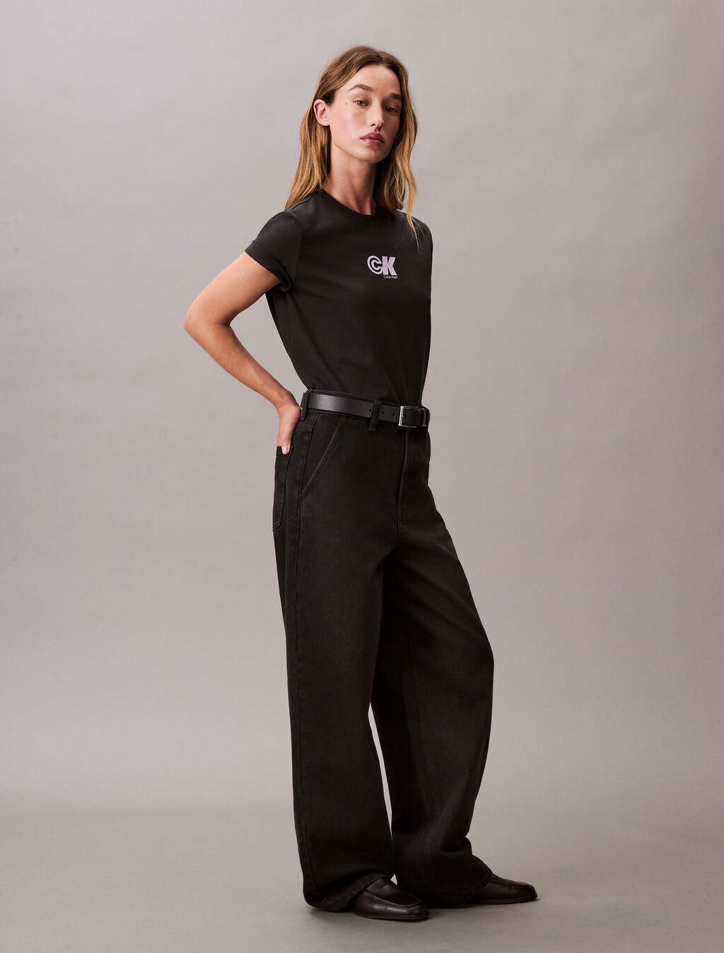 CK Logo Jersey Slim Tee, Black, hi-res