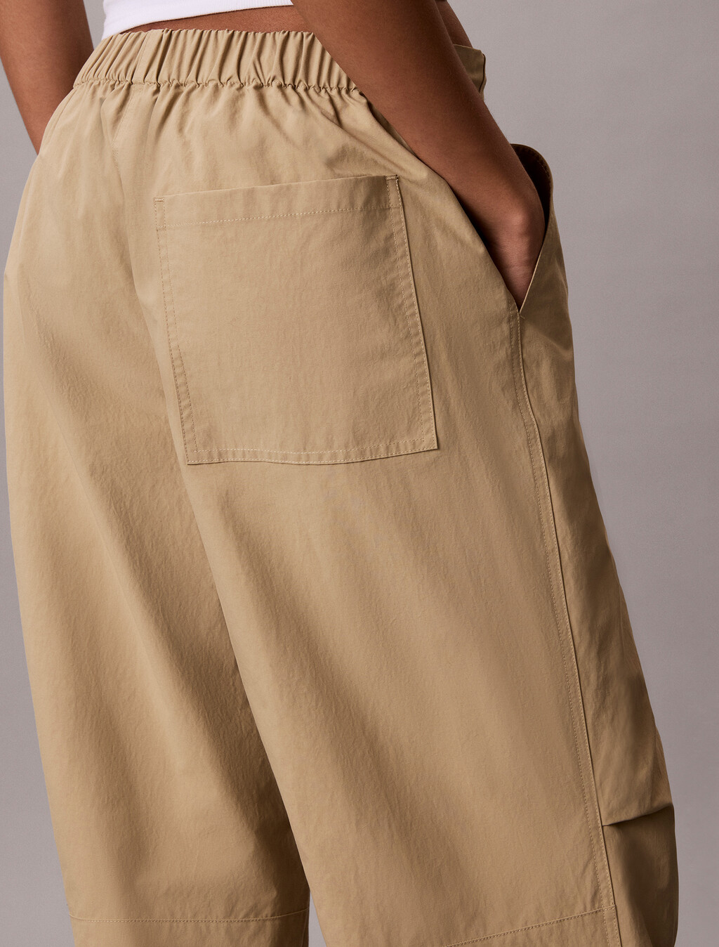 Relaxed Soft Nylon Trousers, Cornstalk, hi-res