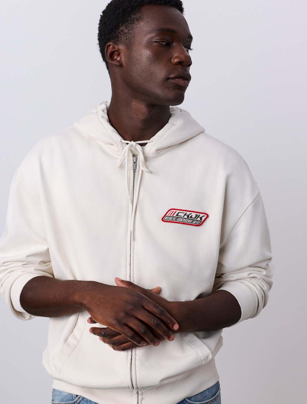 Jung Kook for Calvin Klein Terry Relaxed Hoodie, LILY, hi-res