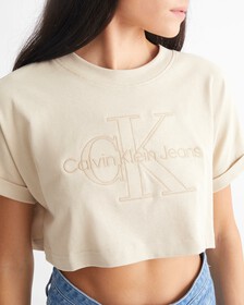 ICONIC UTILITY MONOLOGO CROPPED TEE, Classic Beige, hi-res
