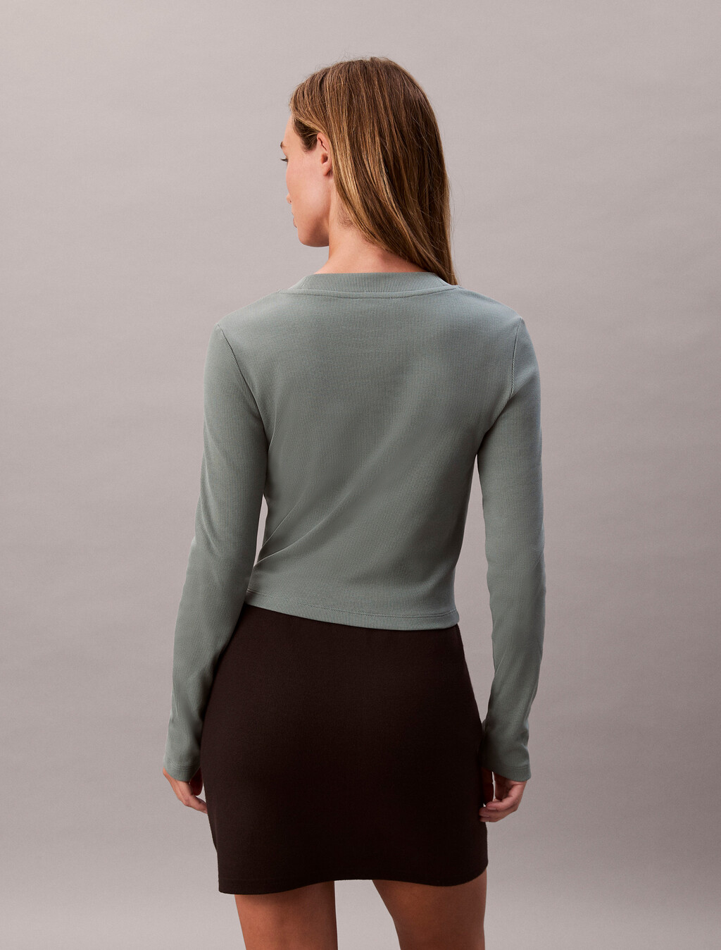 Monogram Logo Long Sleeve Baby Tee, Autumn Green, hi-res