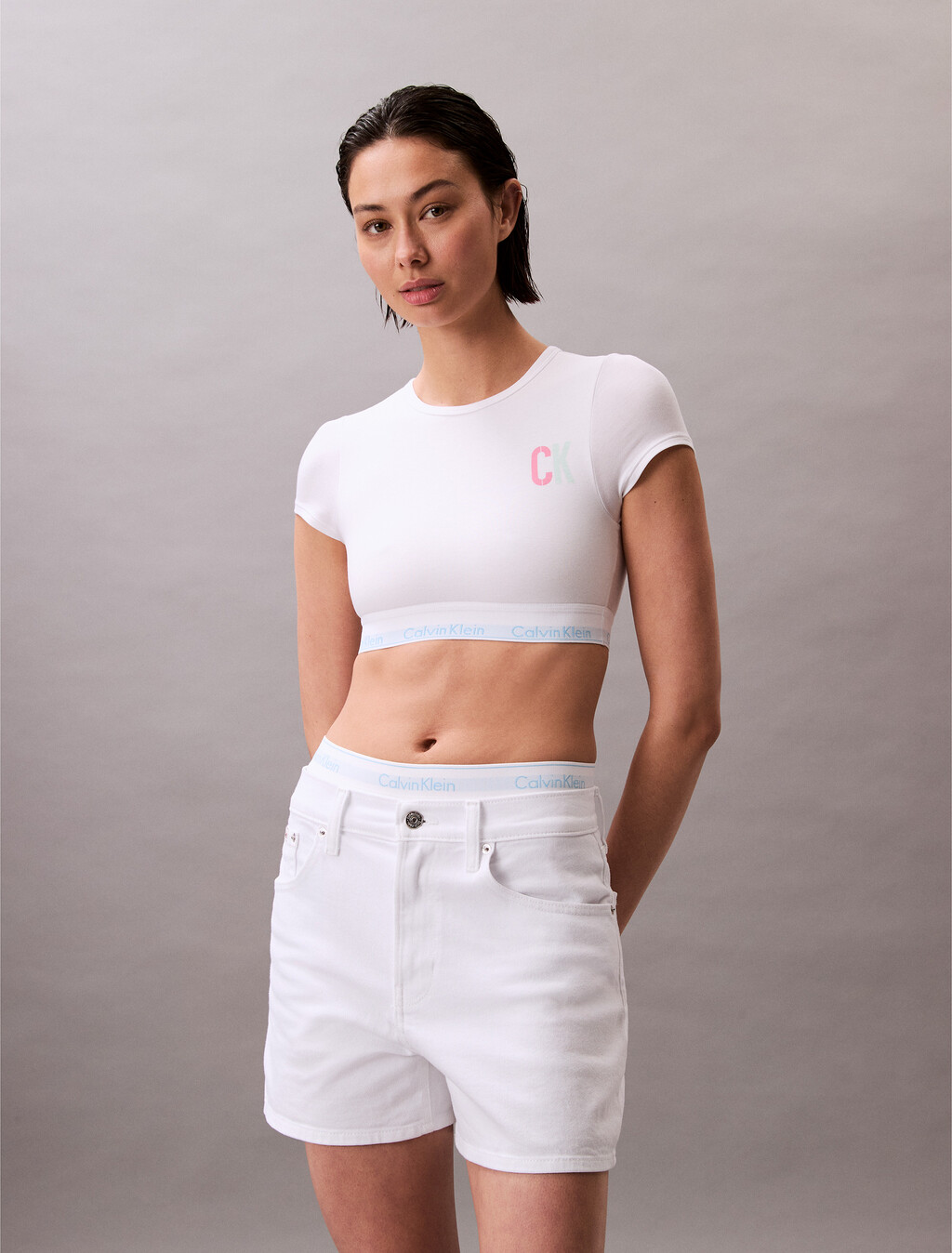 Pride Icon Cotton Modal Unlined T-Shirt Bralette, White, hi-res
