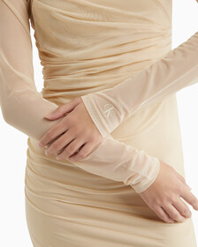 Second Skin Double Layer Satin Sheer Dress, Warm Sand, hi-res