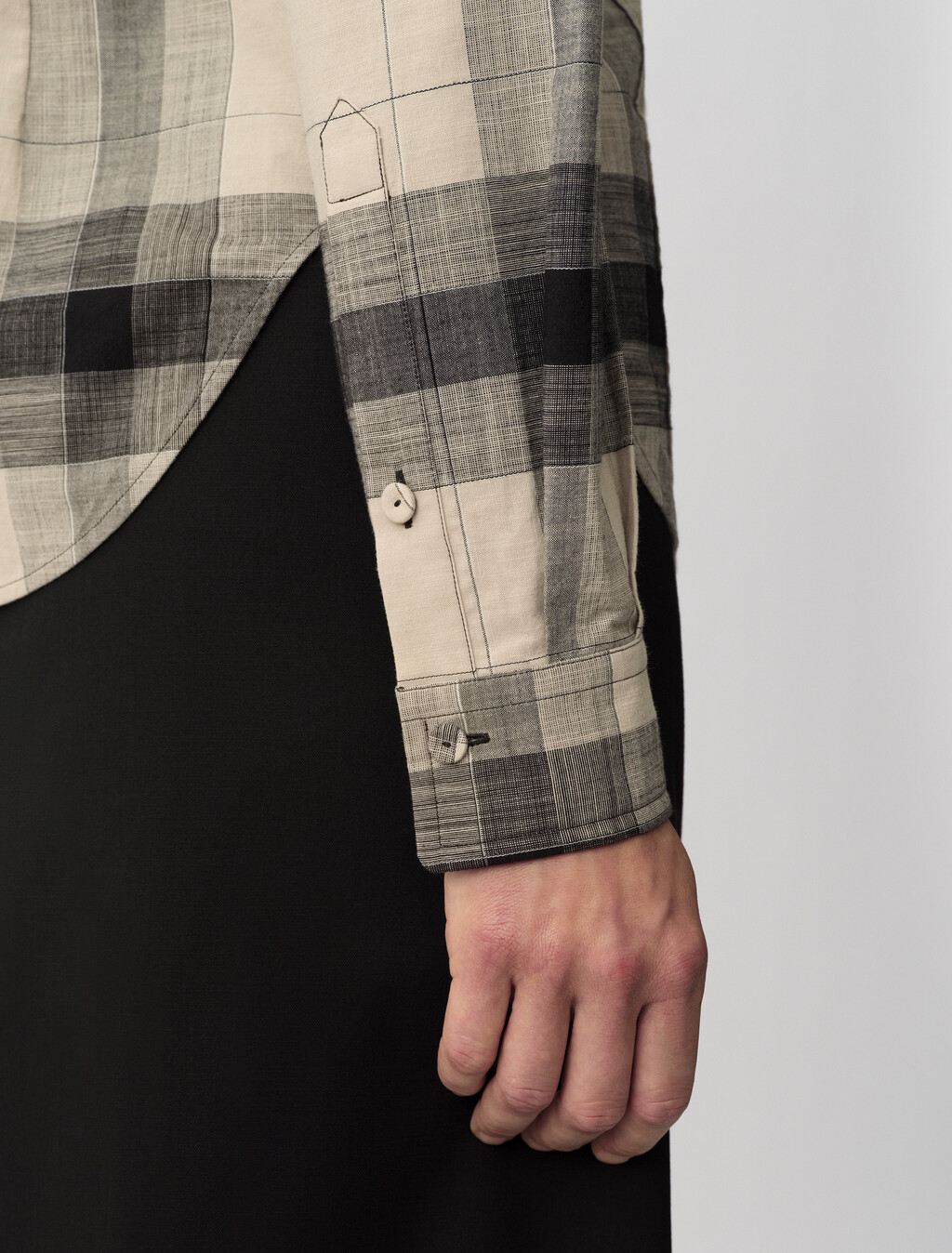 Scarlett Plaid Button-Down Shirt, Black, hi-res