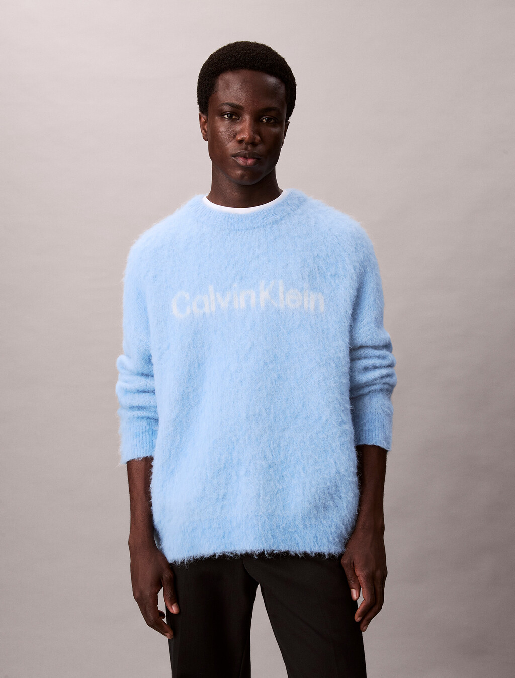 Brushed Alpaca Wool Blend Monogram Logo Sweater, Track Blue, hi-res