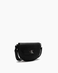 CKJ Minimal Monogram Saddle Bag, BLACK, hi-res