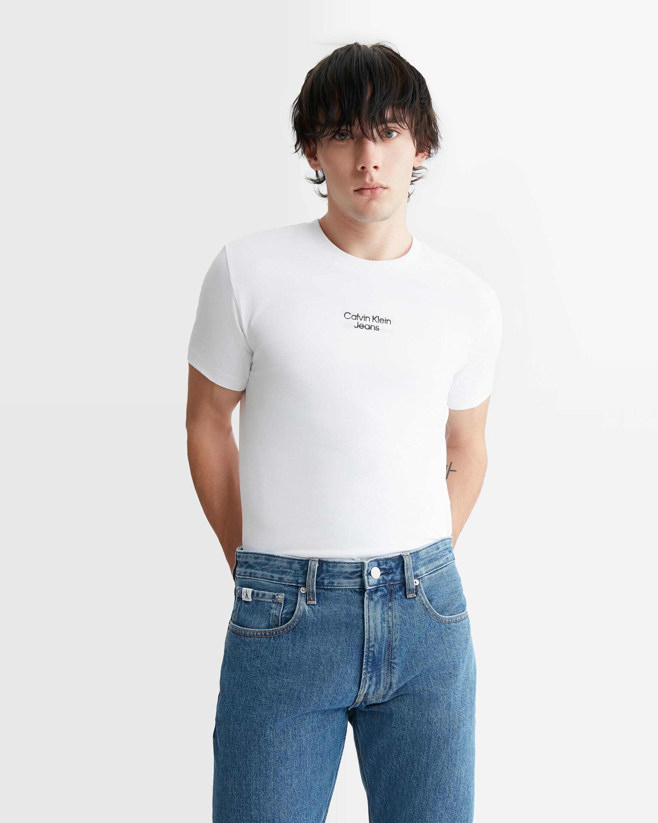 Mid Logo Print Slim Fit Tee white Calvin Klein Singapore