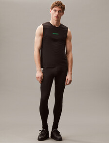 Full Length Tight, BLACK W/ BLOSSOM GREEN LOGO, hi-res