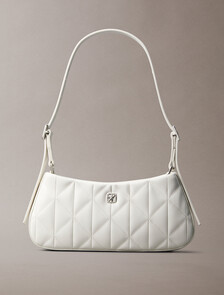 Quilted Emblem Logo Small Shoulder Bag, Lily White, hi-res