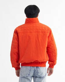 Sustainable Quilted Bomber, Coral Orange, hi-res