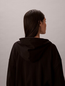 Logo Cotton Jersey Zip Thru Hoodie, Black, hi-res