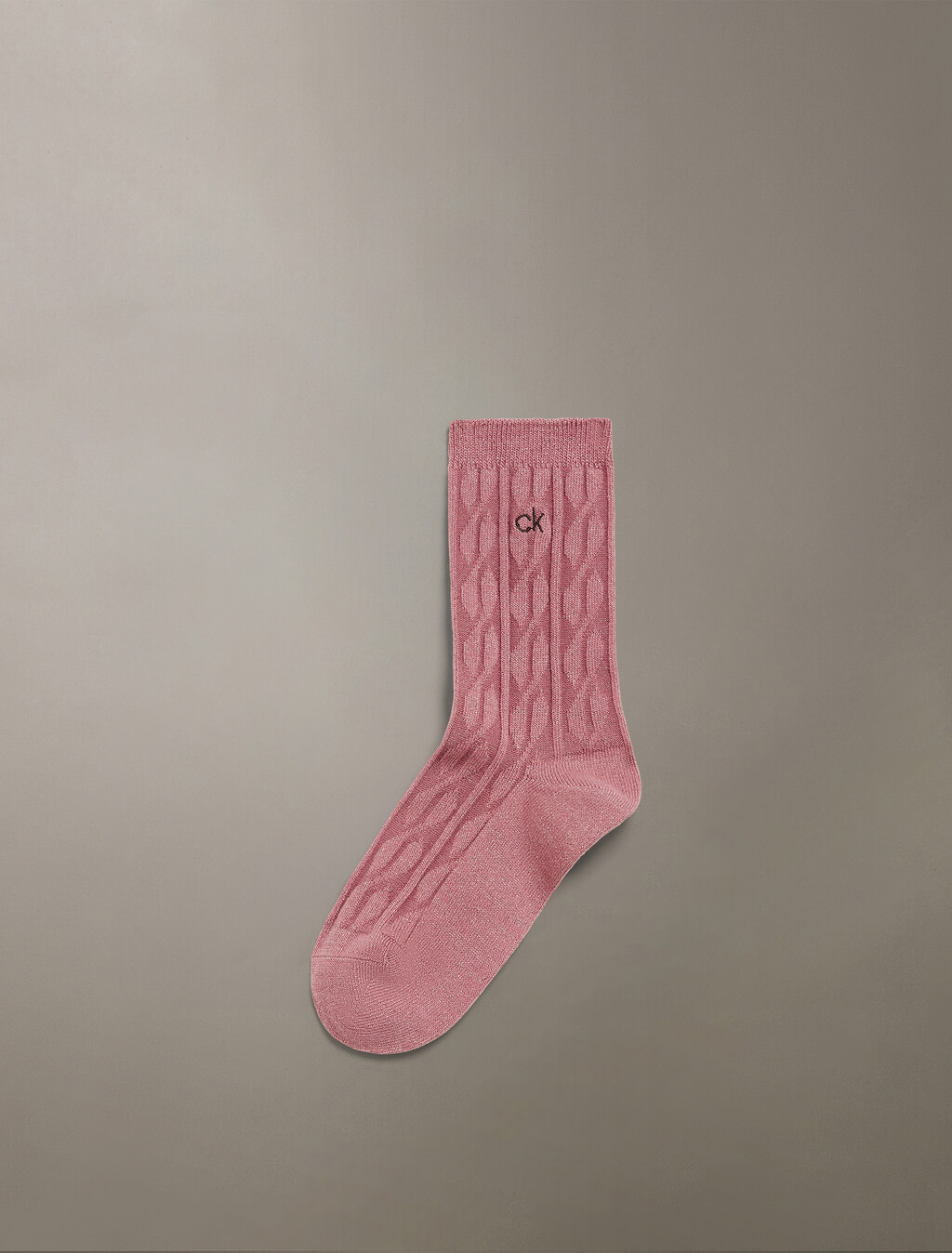 Cable Knit Crew Sock, ROSE, hi-res