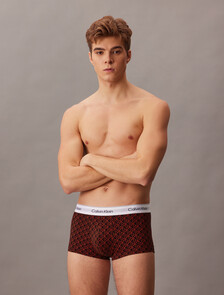 3 Pack Low Rise Trunks - Icon Cotton Stretch, Black/Seamless Emblem_Dark Berry/Adrenaline Rush, hi-res