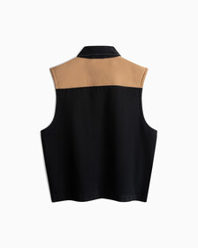 Amplify Workwear Padded Denim Vest, WASHED BLK/BRWN, hi-res
