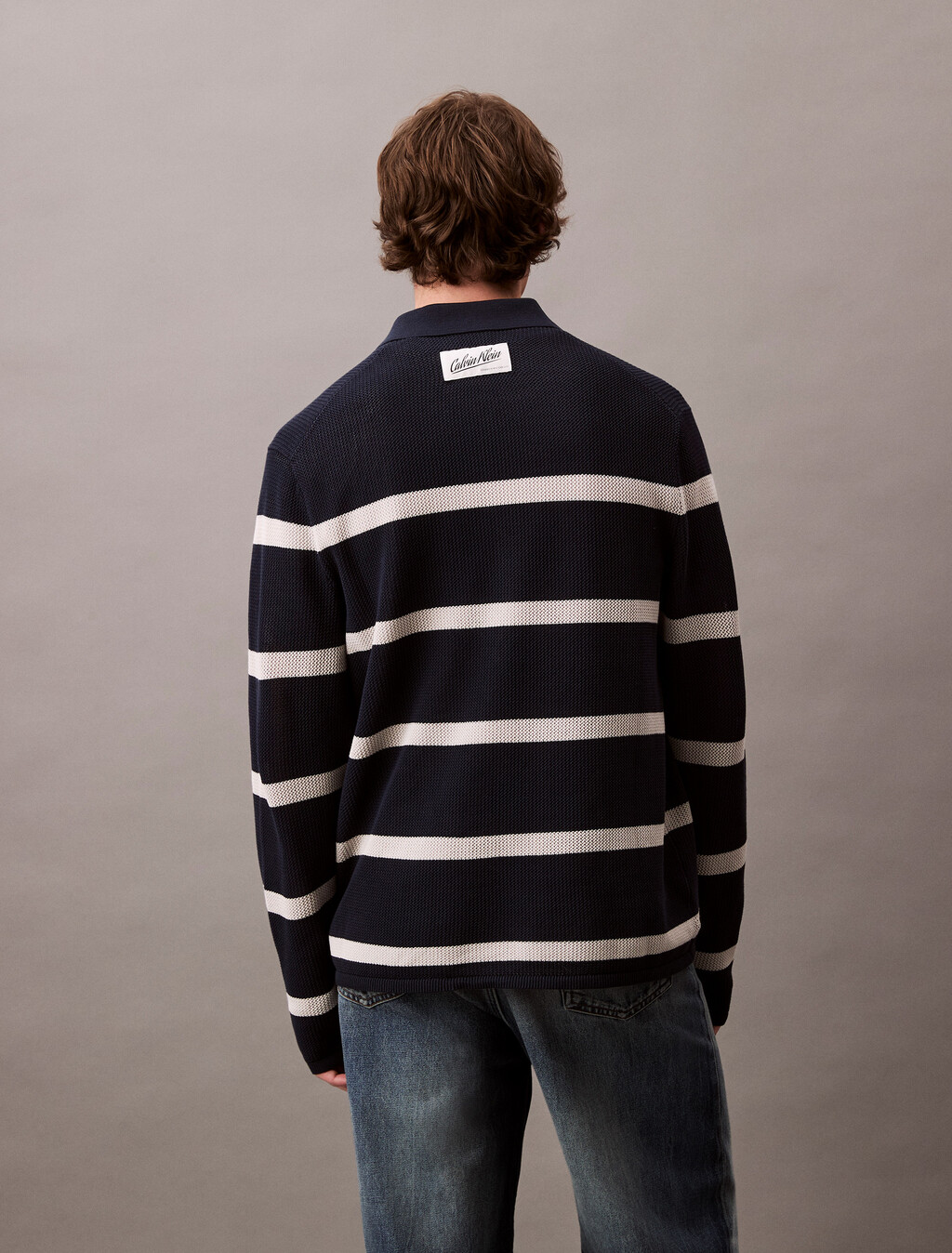 Striped Relaxed Polo, Dark Sapphire, hi-res