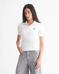 FAST TRACK RIB KNIT POLO TOP, Bright White, hi-res