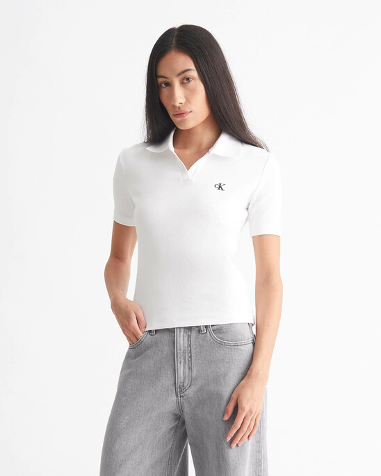 FAST TRACK RIB KNIT POLO TOP