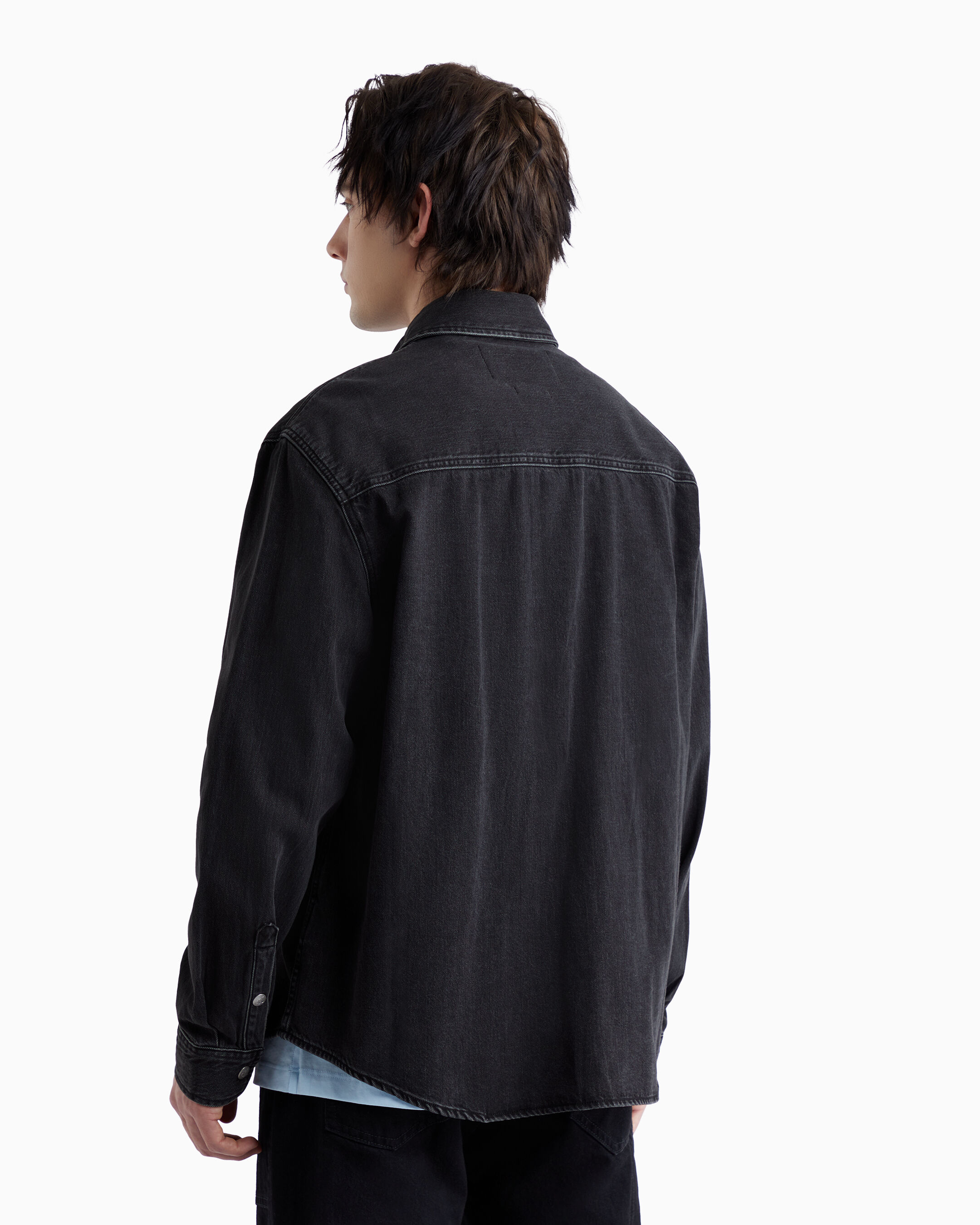 Relaxed Washed Black Denim Shirt