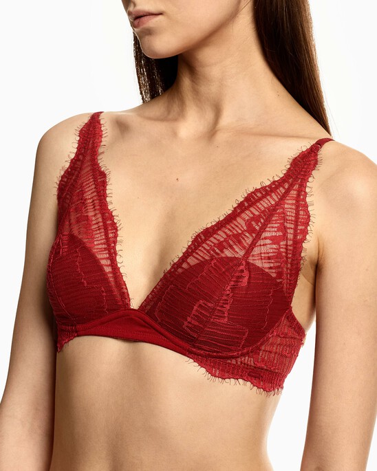 CK Black Linear Lace Lightly Lined Triangle Bra