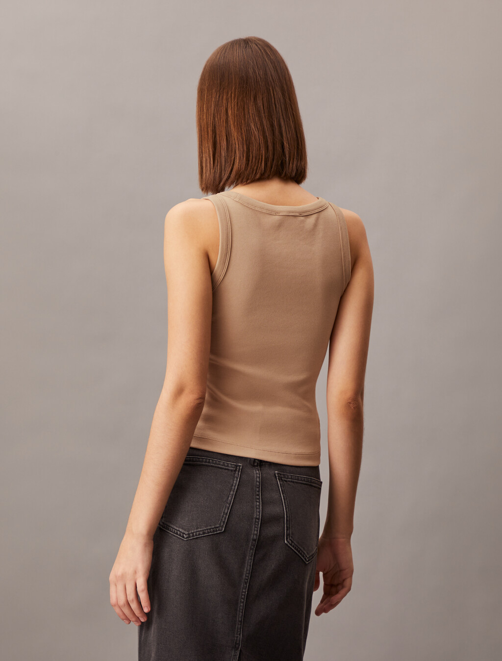 Body Stretch Rib Knit Tank Top, Tuscany, hi-res