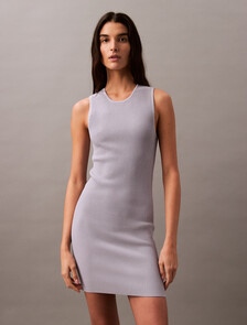 Sculpt Rib Knit Mini Dress, Lilac Gray, hi-res