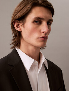 Stretch Cotton Slim Shirt, Brilliant White, hi-res